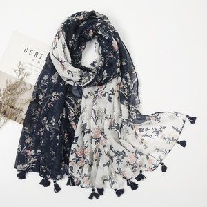 Women's scarf thin cotton and linen retro style scarf